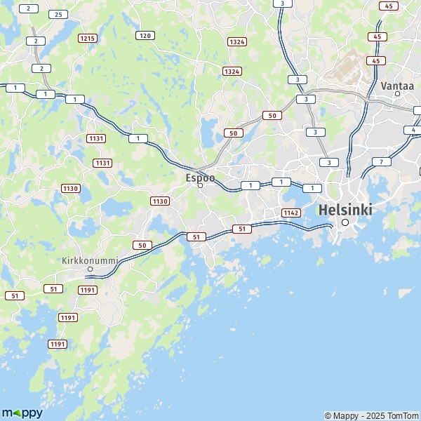 La carte pour la ville de Espoo 00370-02980