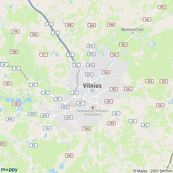 La carte pour la ville de Vilnius 01025-27129