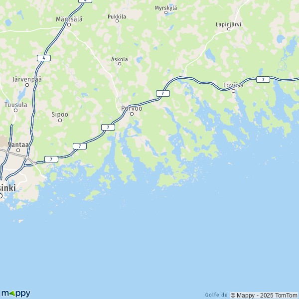 La carte pour la ville de Porvoo 01180-07450