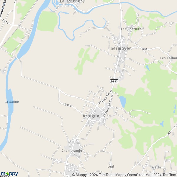 La carte pour la ville de Arbigny 01190