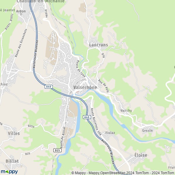 La carte pour la ville de Bellegarde-sur-Valserine, 01200 Valserhône