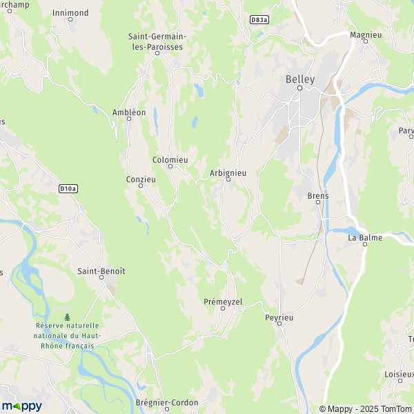 La carte pour la ville de Saint-Bois, 01300 Arboys-en-Bugey