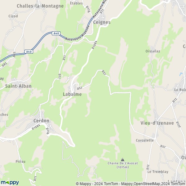 La carte pour la ville de Labalme 01450