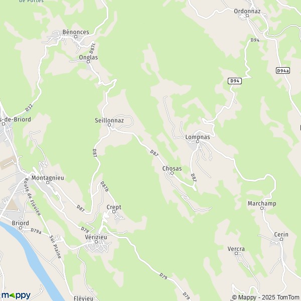 La carte pour la ville de Seillonnaz 01470