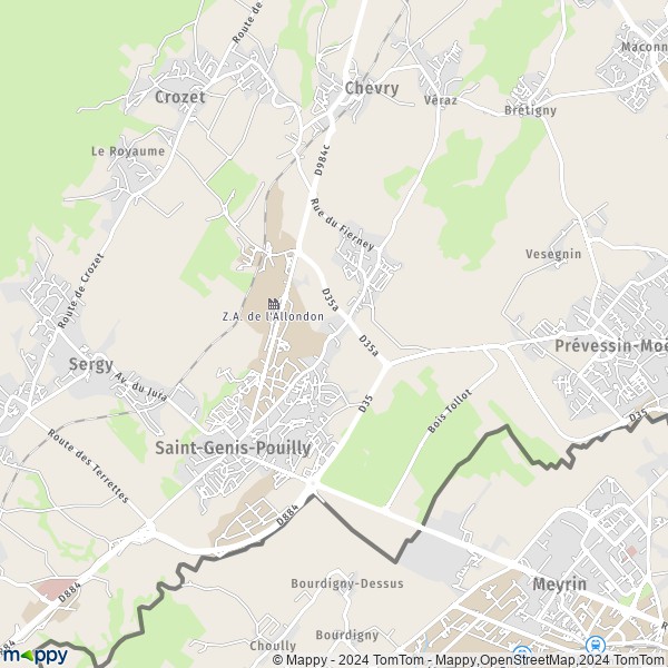 La carte pour la ville de Saint-Genis-Pouilly 01630