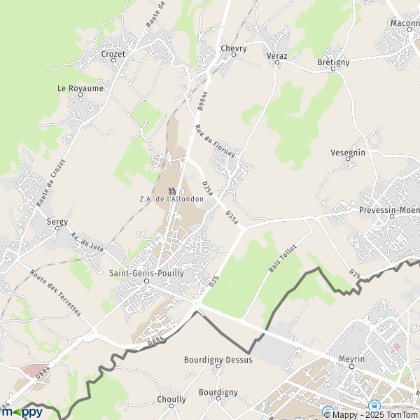 La carte pour la ville de Saint-Genis-Pouilly 01630