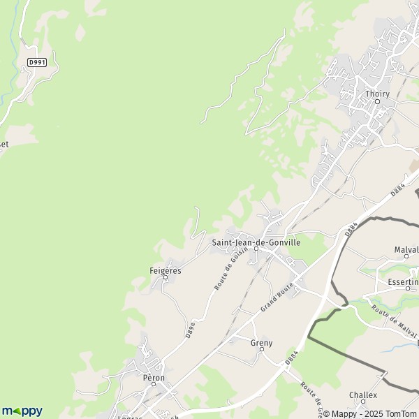 La carte pour la ville de Saint-Jean-de-Gonville 01630