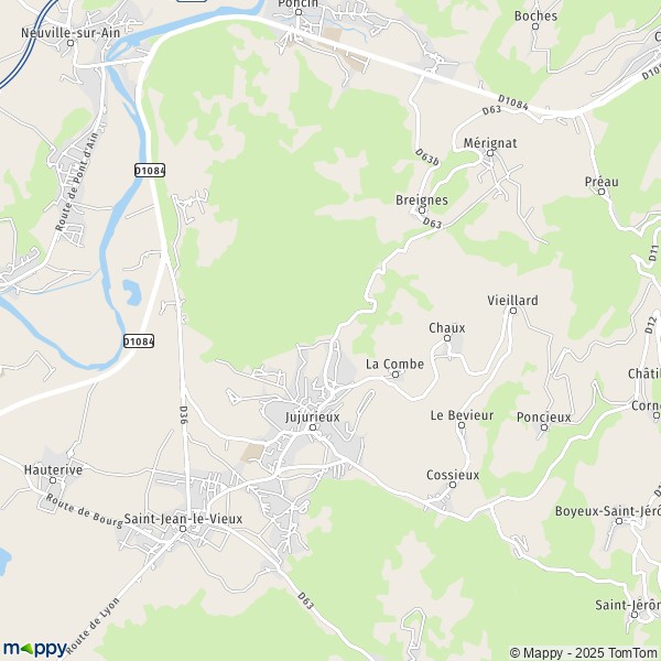 La carte pour la ville de Jujurieux 01640