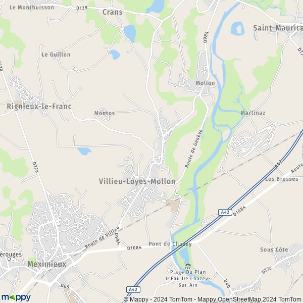 La carte pour la ville de Villieu-Loyes-Mollon 01800
