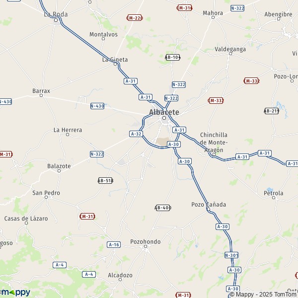 La carte pour la ville de 02001-02520 Albacete