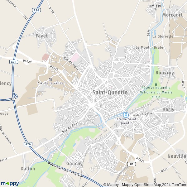 La carte pour la ville de Saint-Quentin 02100