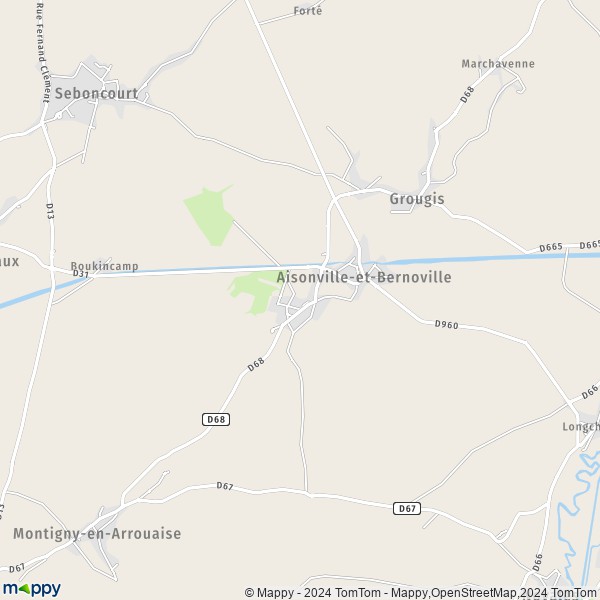 La carte pour la ville de Aisonville-et-Bernoville 02110