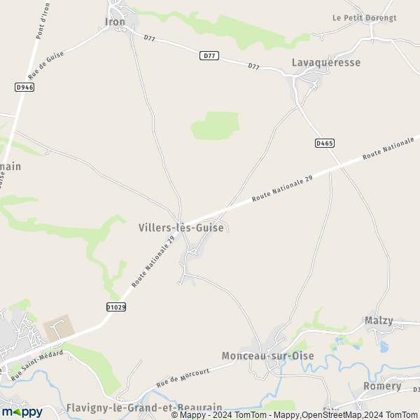 La carte pour la ville de Villers-lès-Guise 02120
