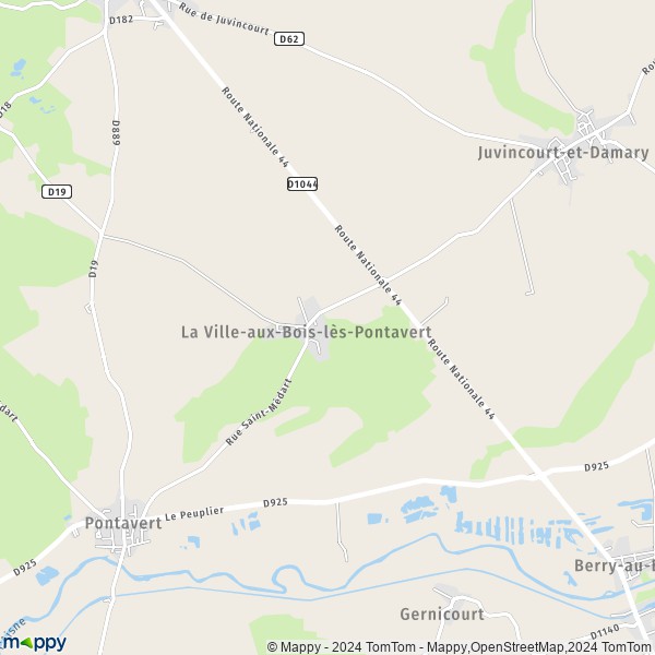 La carte pour la ville de La Ville-aux-Bois-lès-Pontavert 02160