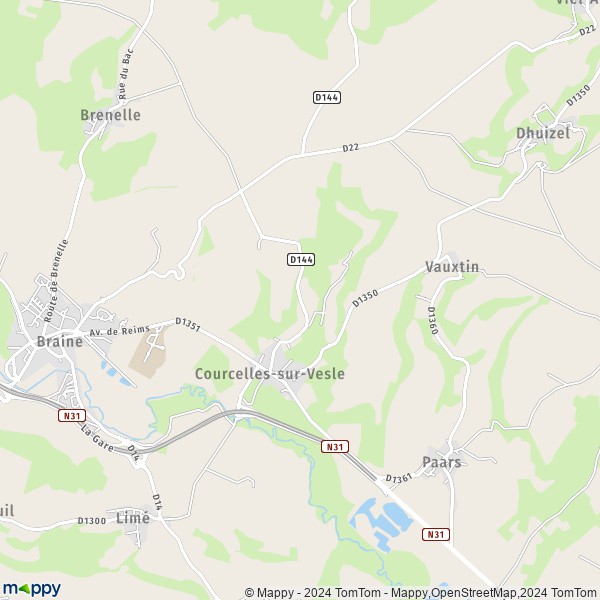 La carte pour la ville de Courcelles-sur-Vesle 02220