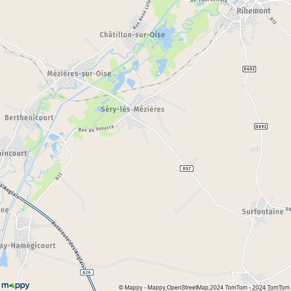 La carte pour la ville de Séry-lès-Mézières 02240