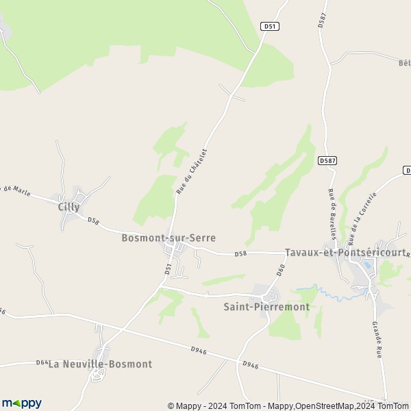 La carte pour la ville de Bosmont-sur-Serre 02250
