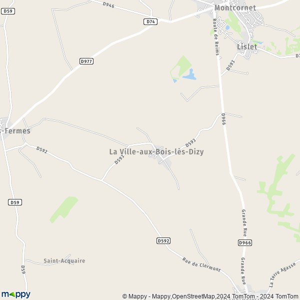 La carte pour la ville de La Ville-aux-Bois-lès-Dizy 02340