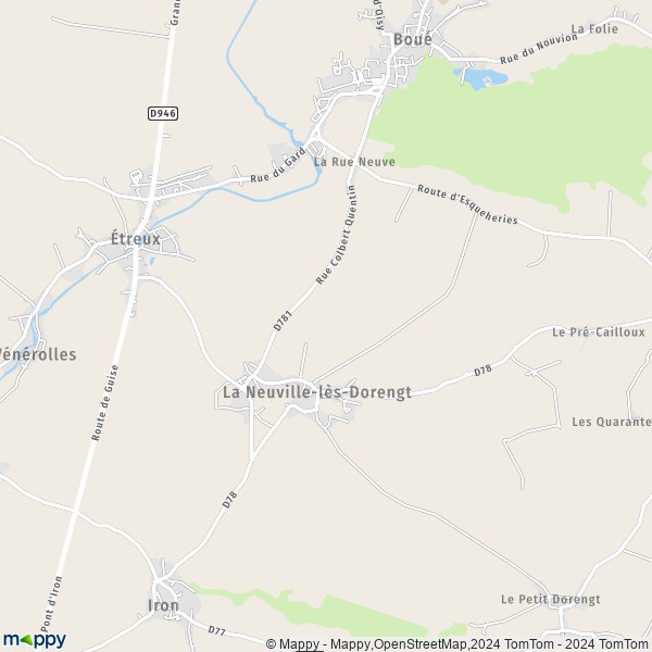 La carte pour la ville de La Neuville-lès-Dorengt 02450
