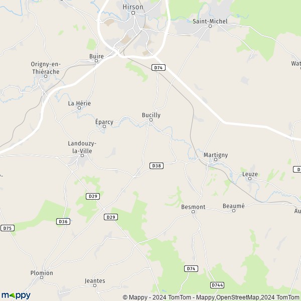 La carte pour la ville de Bucilly 02500