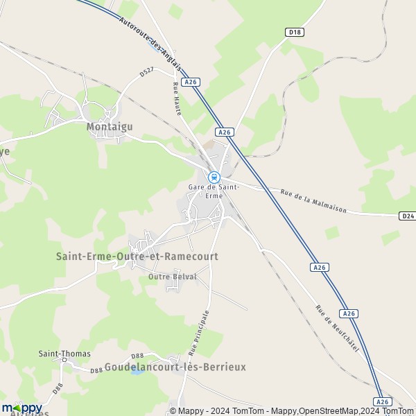 La carte pour la ville de Saint-Erme-Outre-et-Ramecourt 02820