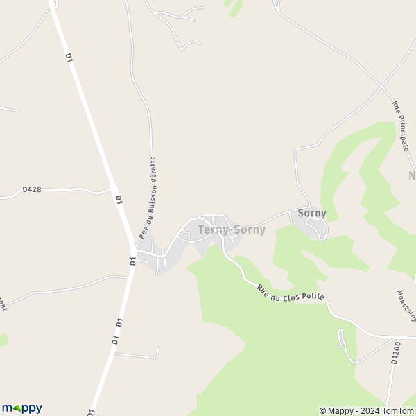 La carte pour la ville de Terny-Sorny 02880