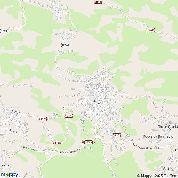 La carte pour la ville de Fiuggi 03014