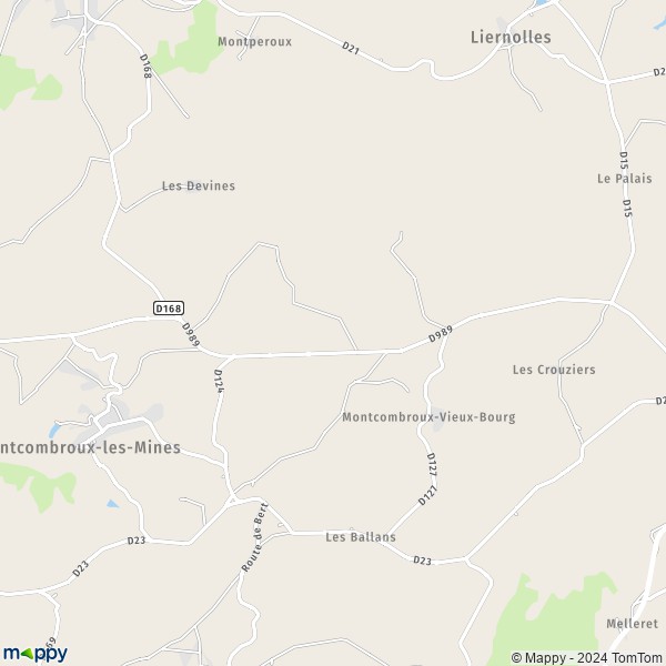 La carte pour la ville de Montcombroux-les-Mines 03130