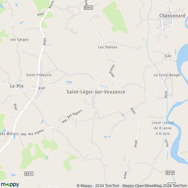 La carte pour la ville de Saint-Léger-sur-Vouzance 03130