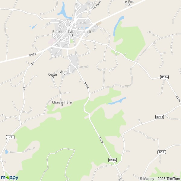 Carte Le Bost de Saint-Menoux, 03160 Bourbon-l'Archambault