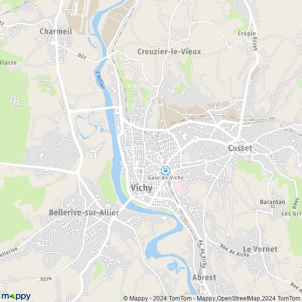 La carte pour la ville de Vichy 03200