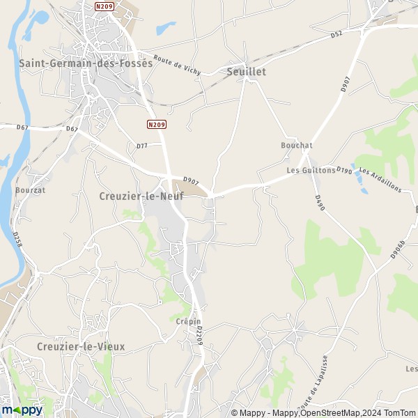 La carte pour la ville de Creuzier-le-Neuf 03300
