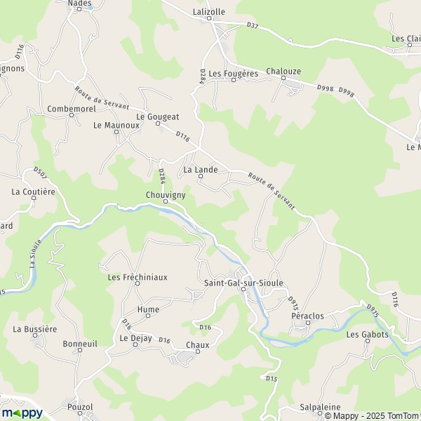 La carte pour la ville de Chouvigny 03450