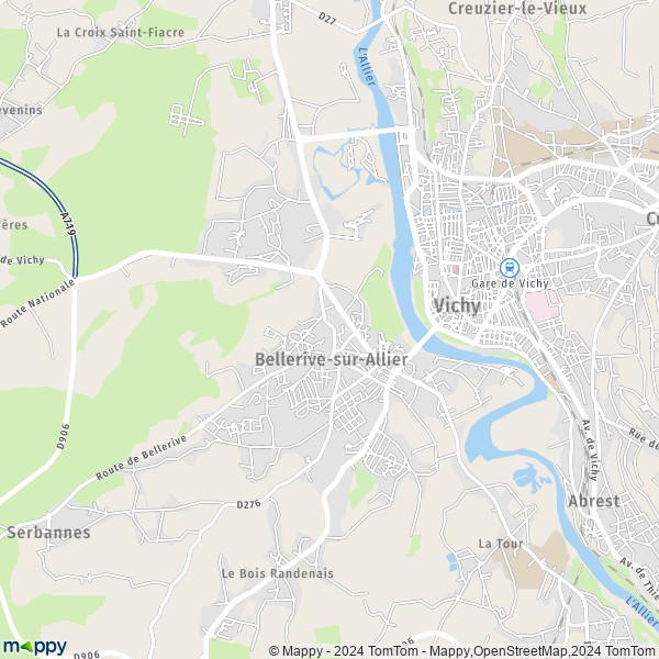 La carte pour la ville de Bellerive-sur-Allier 03700