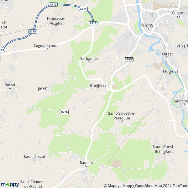 La carte pour la ville de Brugheas 03700
