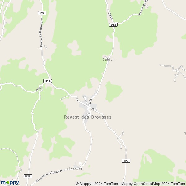 La carte pour la ville de Revest-des-Brousses 04150