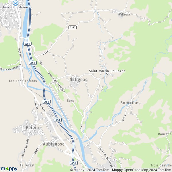 La carte pour la ville de Salignac 04290