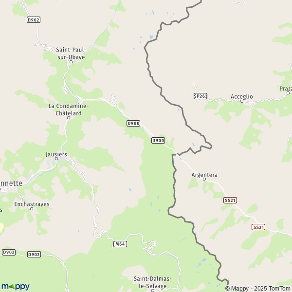 La carte pour la ville de Meyronnes, 04530 Val-d'Oronaye