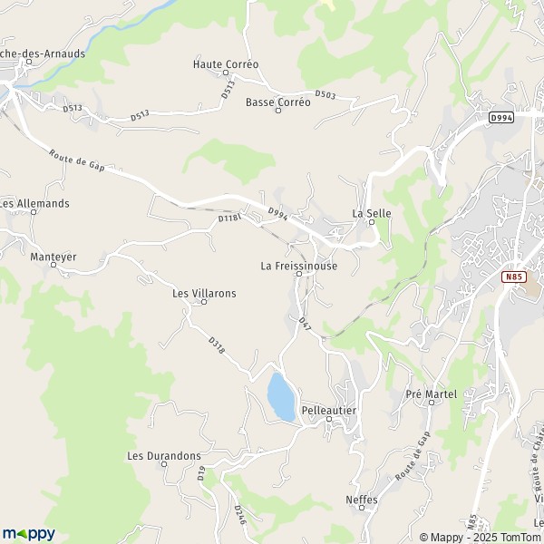 La carte pour la ville de La Freissinouse 05000