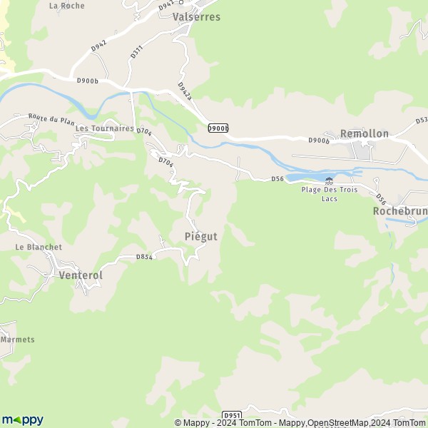 La carte pour la ville de Piégut 05130