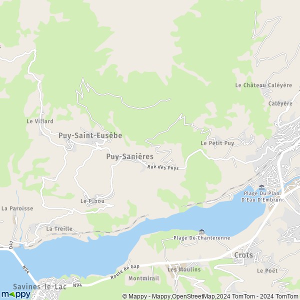 La carte pour la ville de Puy-Sanières 05200