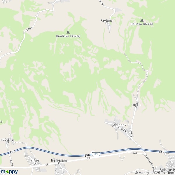 La carte pour la ville de Jablonov 053 03
