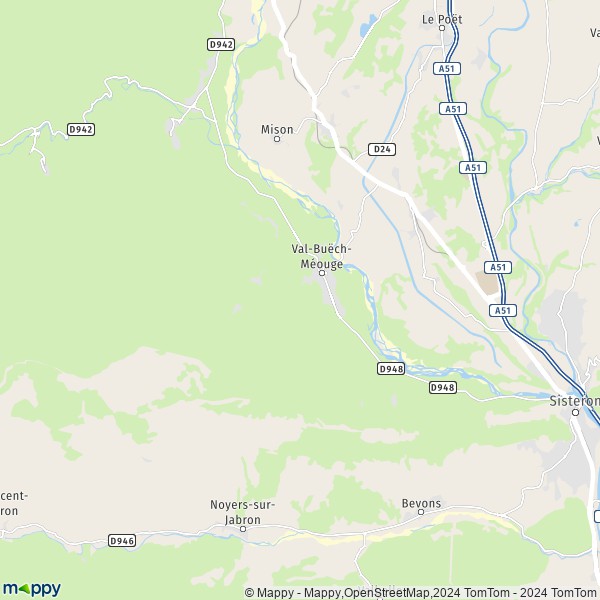 La carte pour la ville de Ribiers, 05300 Val-Buëch-Méouge