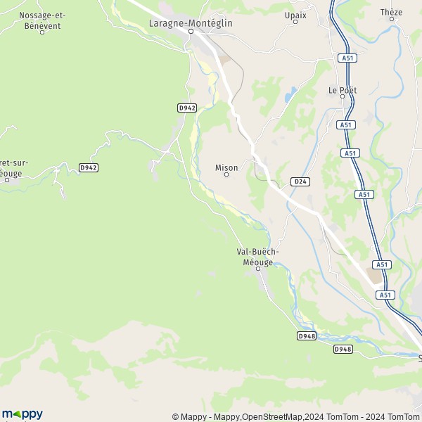 La carte pour la ville de Ribiers, 05300 Val-Buëch-Méouge