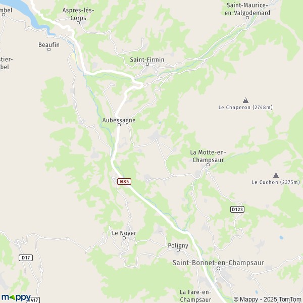 La carte pour la ville de Saint-Eusèbe-en-Champsaur, 05500 Aubessagne