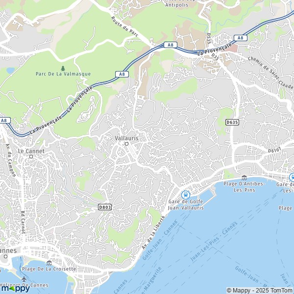 La carte pour la ville de Golfe Juan, 06220 Vallauris