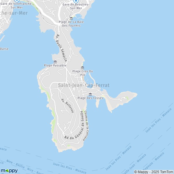 La carte pour la ville de Saint-Jean-Cap-Ferrat 06230