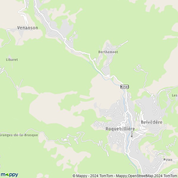 La carte pour la ville de Roquebillière 06450