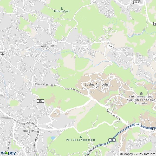 La carte pour la ville de Sophia Antipolis, 06560 Valbonne