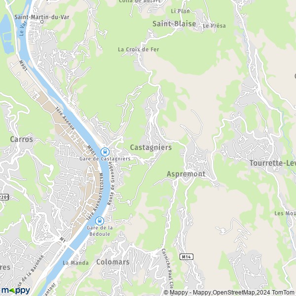La carte pour la ville de Castagniers 06670